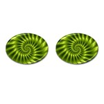 Glossy Lime Green Spiral Fractal  Cufflinks (Oval)