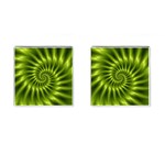 Glossy Lime Green Spiral Fractal  Cufflinks (Square)