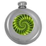 Glossy Lime Green Spiral Fractal  Hip Flask (5 oz)