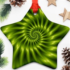 Glossy Lime Green Spiral Fractal  Star Ornament (Two Sides) from ArtsNow.com Back