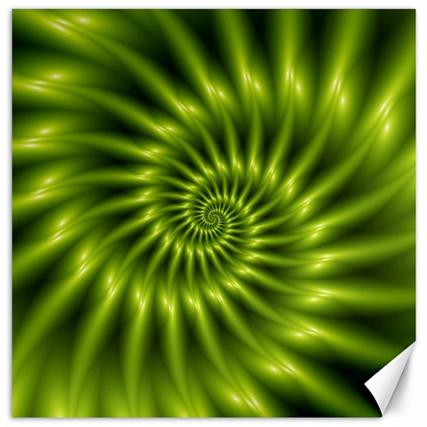 Glossy Lime Green Spiral Fractal  Canvas 12  x 12  from ArtsNow.com 11.4 x11.56  Canvas - 1