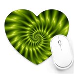 Glossy Lime Green Spiral Fractal  Heart Mousepad