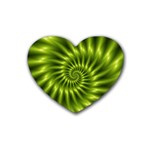 Glossy Lime Green Spiral Fractal  Rubber Coaster (Heart)