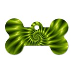 Glossy Lime Green Spiral Fractal  Dog Tag Bone (One Side)