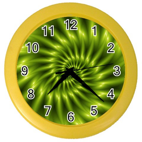 Glossy Lime Green Spiral Fractal  Color Wall Clock from ArtsNow.com Front