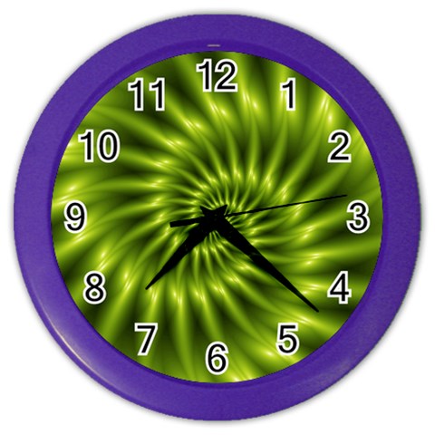 Glossy Lime Green Spiral Fractal  Color Wall Clock from ArtsNow.com Front