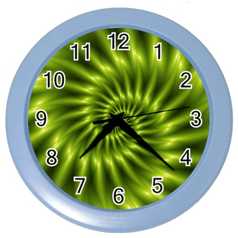 Glossy Lime Green Spiral Fractal  Color Wall Clock from ArtsNow.com Front