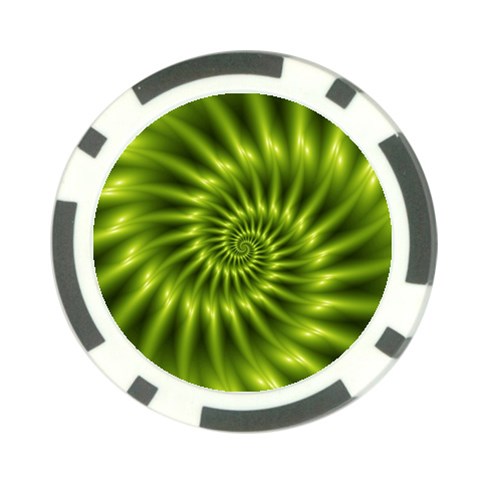 Glossy Lime Green Spiral Fractal  Poker Chip Card Guard from ArtsNow.com Front