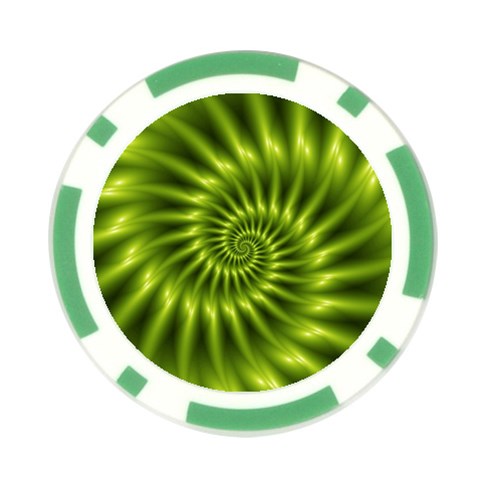 Glossy Lime Green Spiral Fractal  Poker Chip Card Guard from ArtsNow.com Front