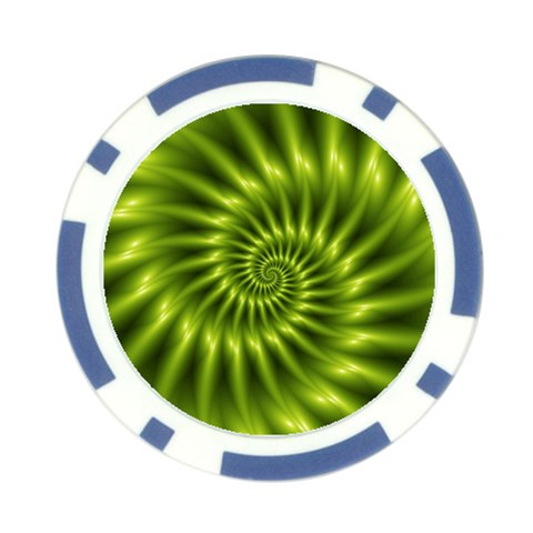 Glossy Lime Green Spiral Fractal  Poker Chip Card Guard from ArtsNow.com Front