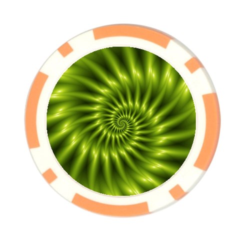 Glossy Lime Green Spiral Fractal  Poker Chip Card Guard from ArtsNow.com Front