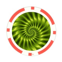 Glossy Lime Green Spiral Fractal  Poker Chip Card Guard from ArtsNow.com Front