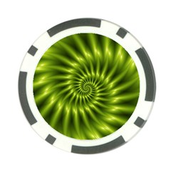 Glossy Lime Green Spiral Fractal  Poker Chip Card Guard from ArtsNow.com Back