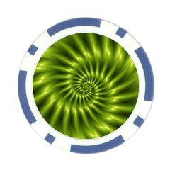 Glossy Lime Green Spiral Fractal  Poker Chip Card Guard from ArtsNow.com Back