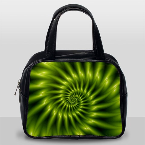 Glossy Lime Green Spiral Fractal  Classic Handbag (One Side) from ArtsNow.com Front