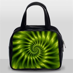 Glossy Lime Green Spiral Fractal  Classic Handbag (Two Sides) from ArtsNow.com Front