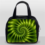 Glossy Lime Green Spiral Fractal  Classic Handbag (Two Sides)