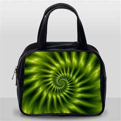 Glossy Lime Green Spiral Fractal  Classic Handbag (Two Sides) from ArtsNow.com Back