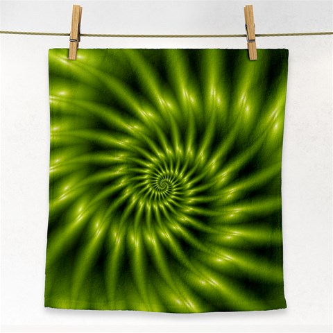 Glossy Lime Green Spiral Fractal  Face Towel from ArtsNow.com Front