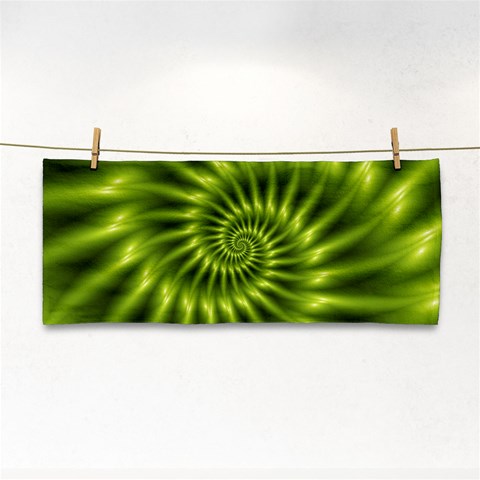 Glossy Lime Green Spiral Fractal  Hand Towel from ArtsNow.com Front