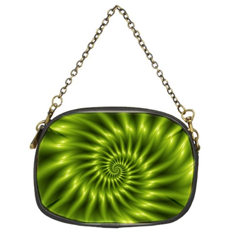 Glossy Lime Green Spiral Fractal  Chain Purse (One Side) from ArtsNow.com Front