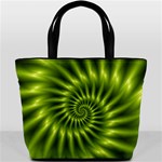 Glossy Lime Green Spiral Fractal  Bucket Bag