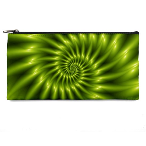 Glossy Lime Green Spiral Fractal  Pencil Case from ArtsNow.com Front