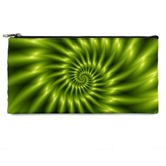 Glossy Lime Green Spiral Fractal  Pencil Case from ArtsNow.com Front