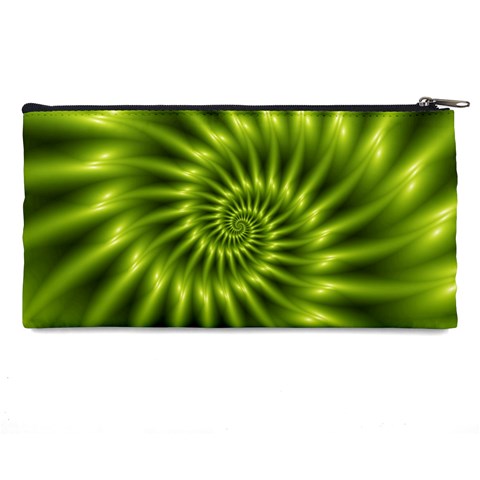 Glossy Lime Green Spiral Fractal  Pencil Case from ArtsNow.com Back