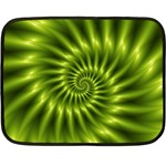 Glossy Lime Green Spiral Fractal  Double Sided Fleece Blanket (Mini)