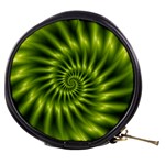 Glossy Lime Green Spiral Fractal  Mini Makeup Bag