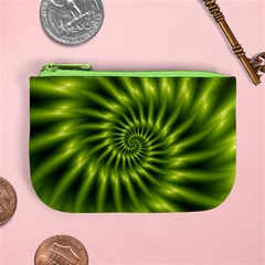 Glossy Lime Green Spiral Fractal  Mini Coin Purse from ArtsNow.com Front