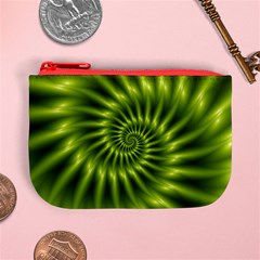 Glossy Lime Green Spiral Fractal  Mini Coin Purse from ArtsNow.com Front