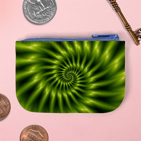 Glossy Lime Green Spiral Fractal  Mini Coin Purse from ArtsNow.com Back