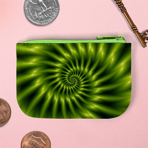 Glossy Lime Green Spiral Fractal  Mini Coin Purse from ArtsNow.com Back