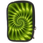 Glossy Lime Green Spiral Fractal  Compact Camera Leather Case