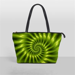 Glossy Lime Green Spiral Fractal  Classic Shoulder Handbag from ArtsNow.com Front