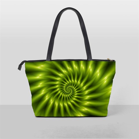 Glossy Lime Green Spiral Fractal  Classic Shoulder Handbag from ArtsNow.com Back