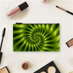 Glossy Lime Green Spiral Fractal  Cosmetic Bag (Small)