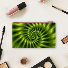 Glossy Lime Green Spiral Fractal  Cosmetic Bag (Small) from ArtsNow.com Back