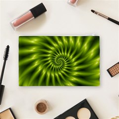 Glossy Lime Green Spiral Fractal  Cosmetic Bag (Medium) from ArtsNow.com Back