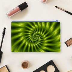 Glossy Lime Green Spiral Fractal  Cosmetic Bag (Medium) from ArtsNow.com Back