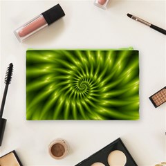 Glossy Lime Green Spiral Fractal  Cosmetic Bag (Medium) from ArtsNow.com Back