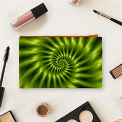 Glossy Lime Green Spiral Fractal  Cosmetic Bag (Medium) from ArtsNow.com Back