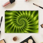 Glossy Lime Green Spiral Fractal  Cosmetic Bag (Large)