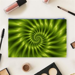 Glossy Lime Green Spiral Fractal  Cosmetic Bag (Large) from ArtsNow.com Back