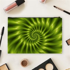 Glossy Lime Green Spiral Fractal  Cosmetic Bag (Large) from ArtsNow.com Back