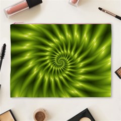 Glossy Lime Green Spiral Fractal  Cosmetic Bag (XL) from ArtsNow.com Front