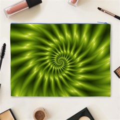 Glossy Lime Green Spiral Fractal  Cosmetic Bag (XL) from ArtsNow.com Back