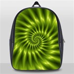 Glossy Lime Green Spiral Fractal  School Bag (Large)